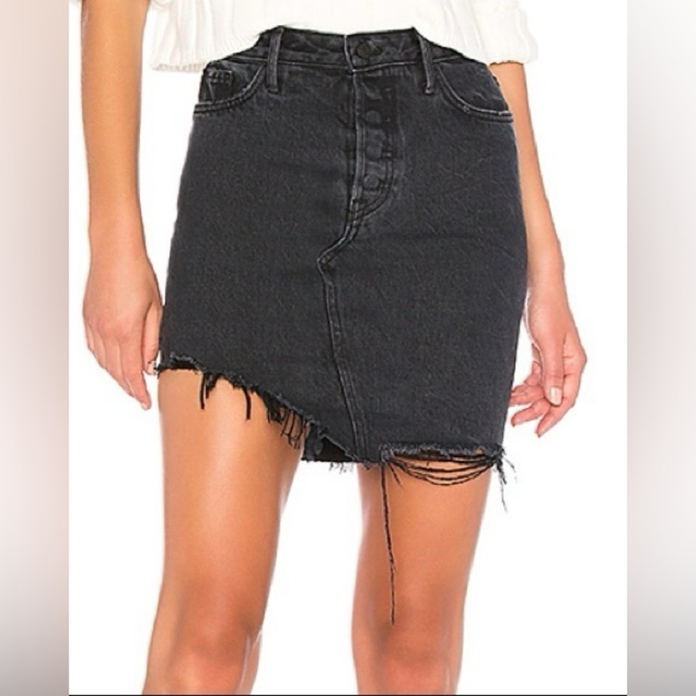 GRLFRND Black Denim Mini Skirt
